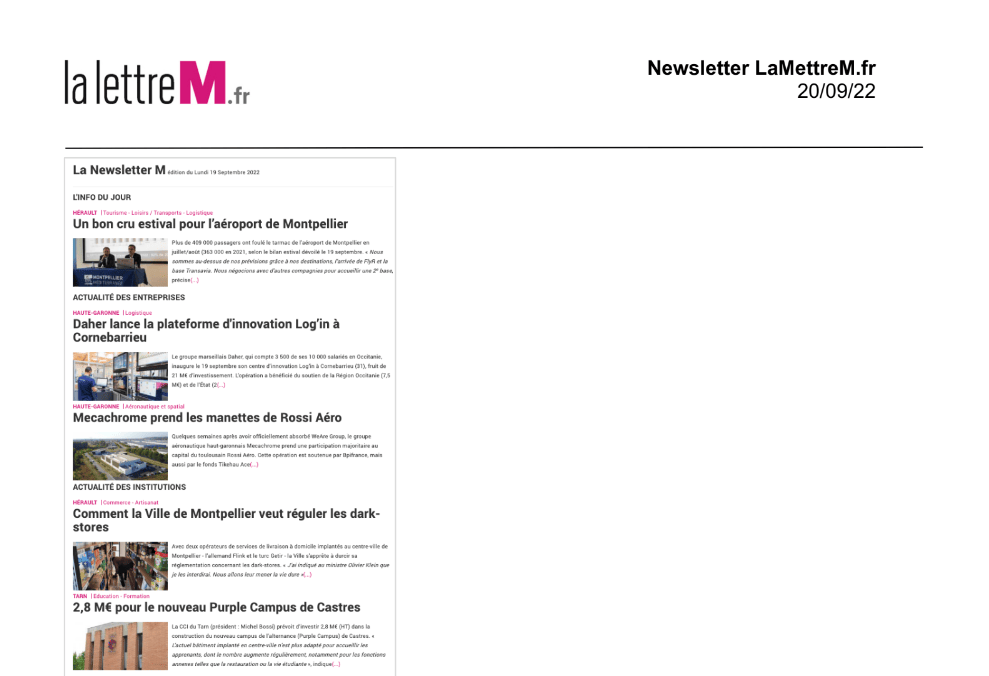 2022-09-20 - Sensivic - Newsletter LaLettreM.fr