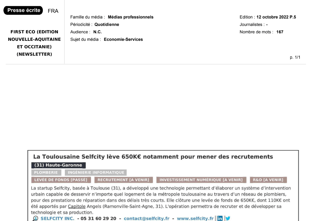 2022-10-12 - FIRST ECO (EDITION NOUVELLE-AQUITAINE ET OCCITANIE) (NEWSLETTER)