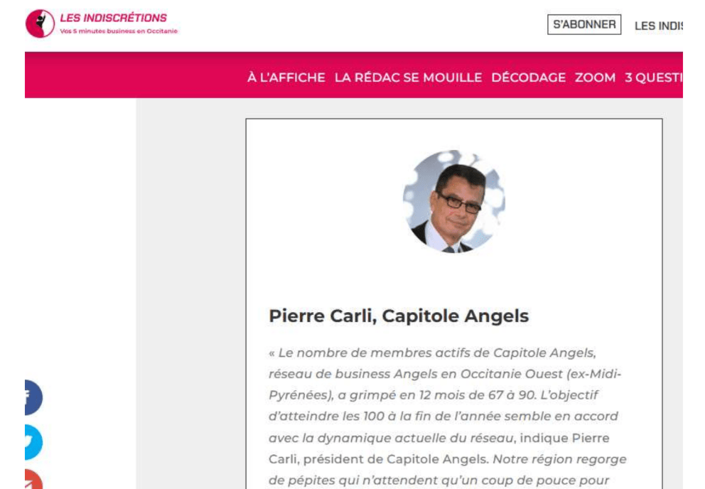 Le 05/05/2025 - Pierre Carli, Capitole Angels - Les indiscretions