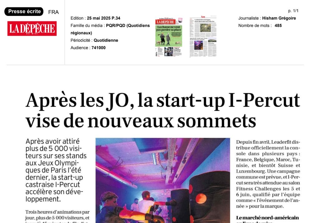 Le 25/05/2025 - Après les JO, la start-up I-Percut vise de nouveaux sommets - La Dépêche