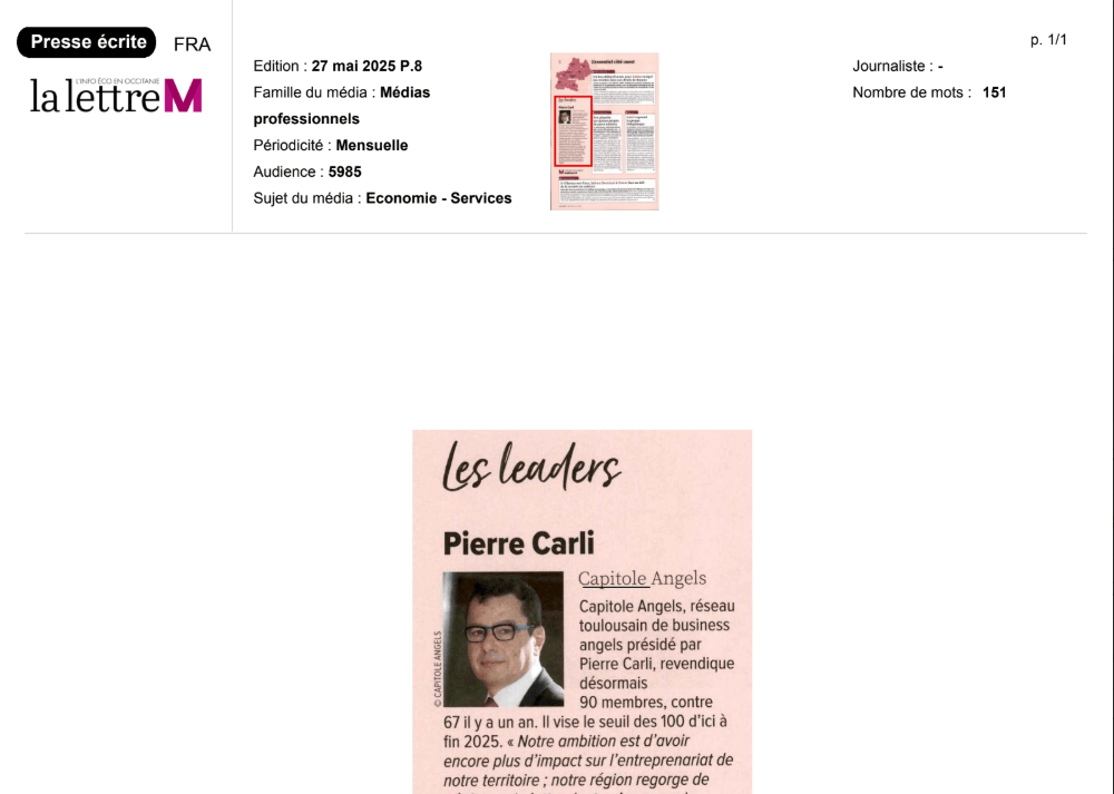 Le 27/05/2025 - Pierre CARLI - La Lettre M