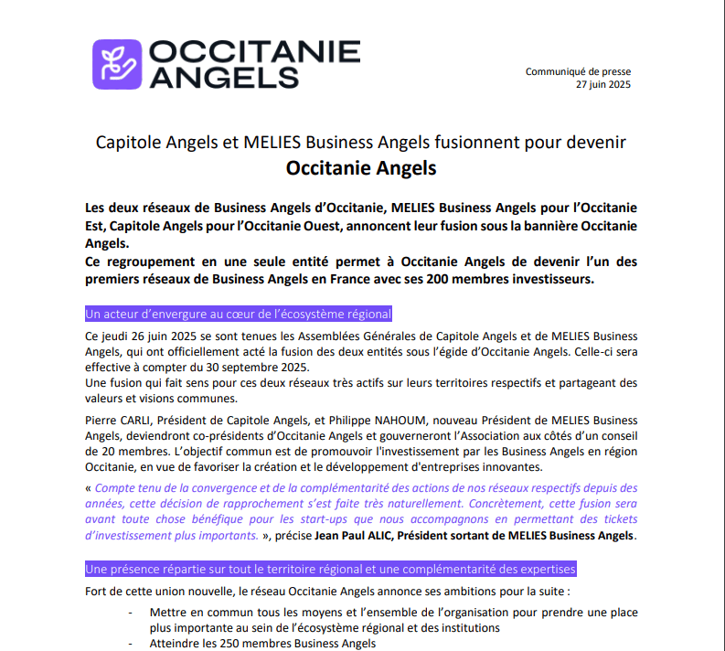 Communiqué de presse Occitanie Angels