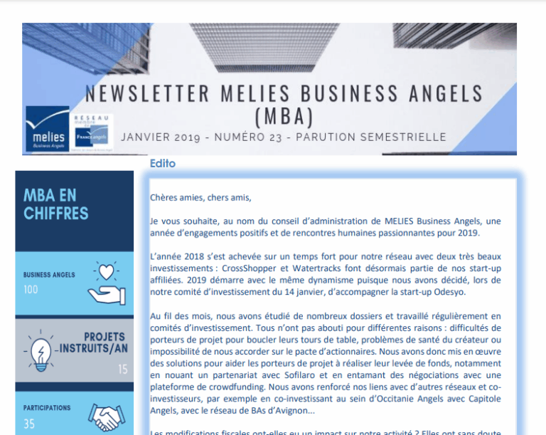 newsletter janvier 2019 MELIES