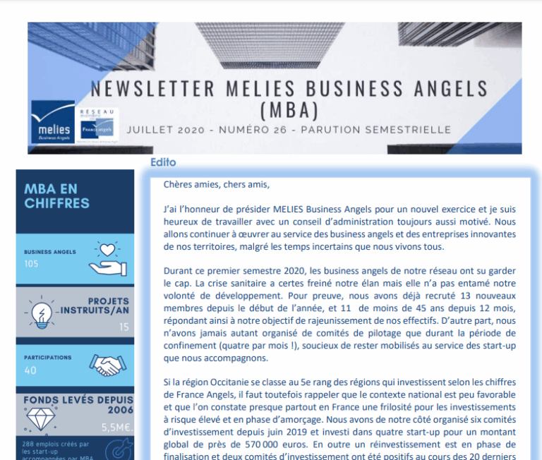 newsletter juillet 2020 MELIES