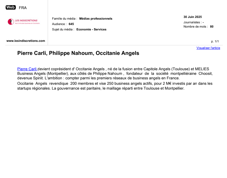 Le 30/06/2025 - Pierre Carli, Philippe Nahoum, Occitanie Angels - Les Indiscretions