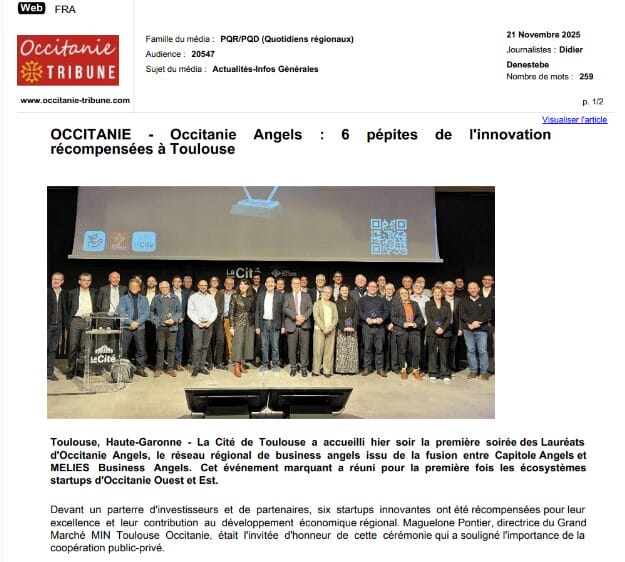 Occitanie Angels : 6 pépites de l'innovation récompensées à Toulouse